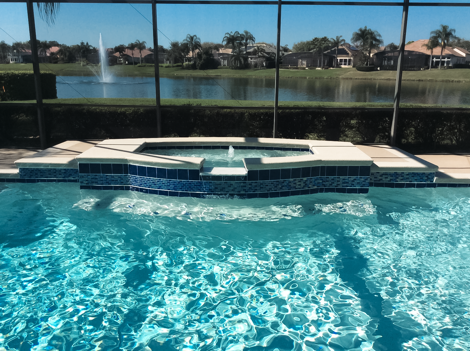 Lakeside pool transformation after