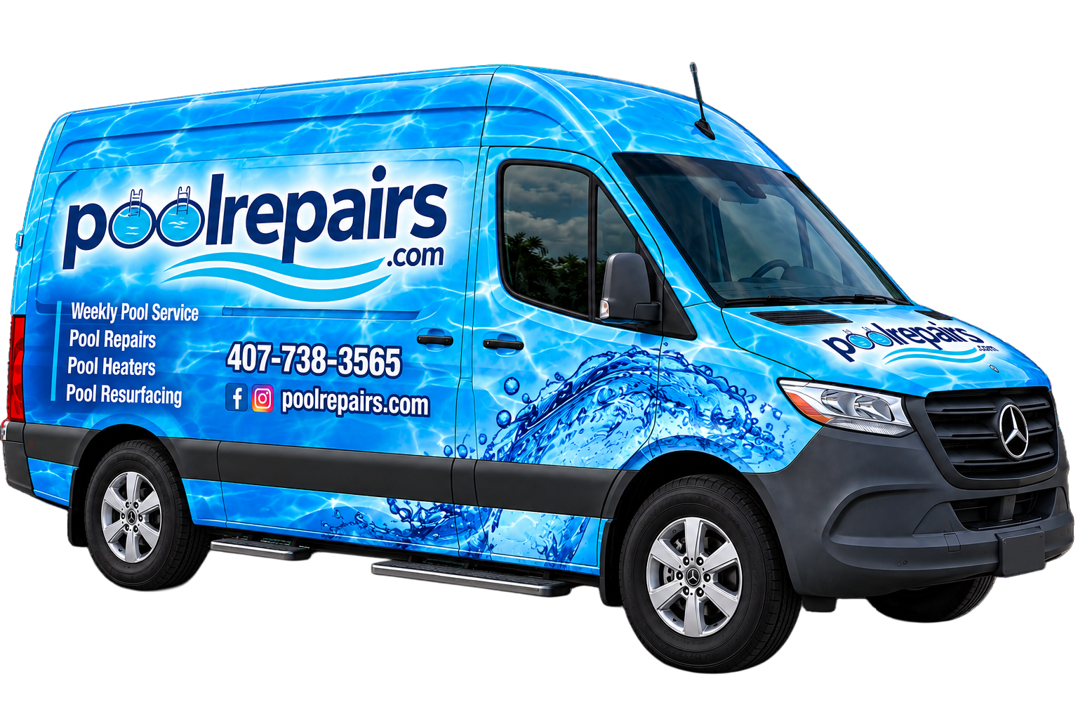 PoolRepairs.com blue service van